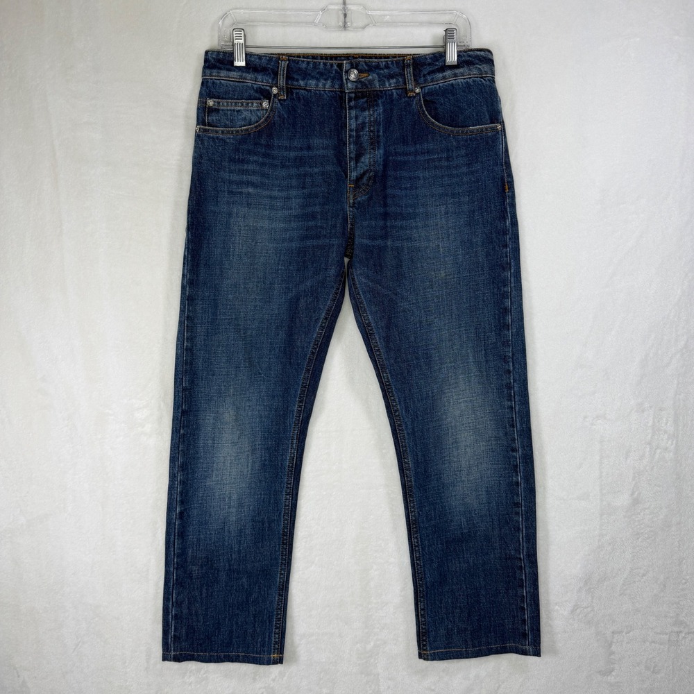 Kenzo Slim Fit Jeans Mens 32 Dark Wash Blue Tiger Logo Graphic Back Pockets